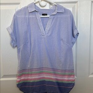 Talbots Blue and Pink Striped Women's Top